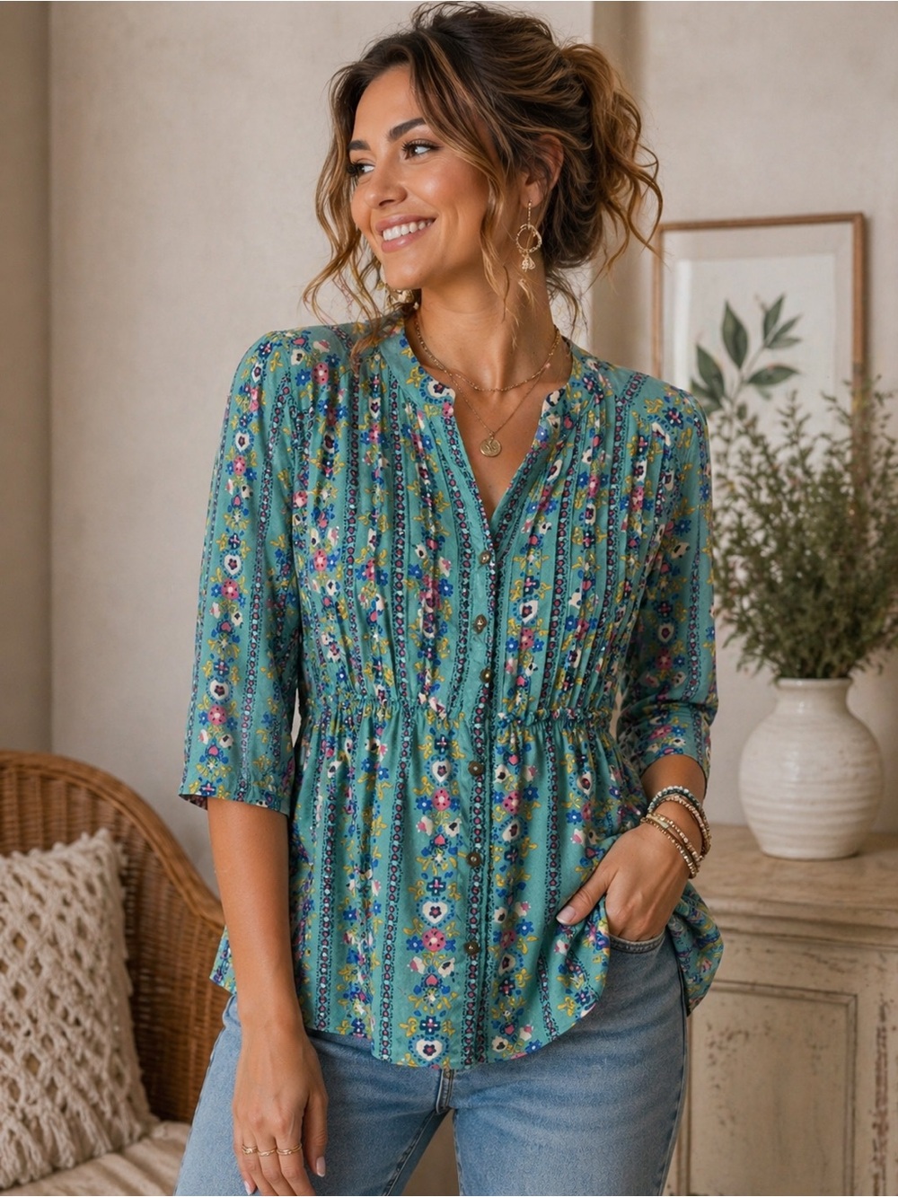 ✨ Matilda Jane Boho Floral Blouse – Size Small ✨
